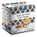 Jogo de Pote Inox com Tampa vermelha 3 Peças