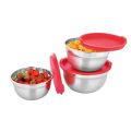 Jogo de Pote Inox com Tampa vermelha 3 Peças
