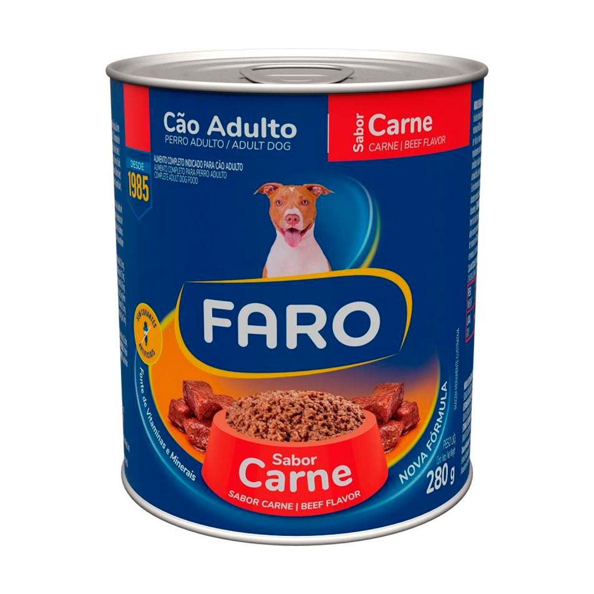 Ração Úmida Faro Lata Sabor Carne Para Cães Adultos 280g - Drogaria ...