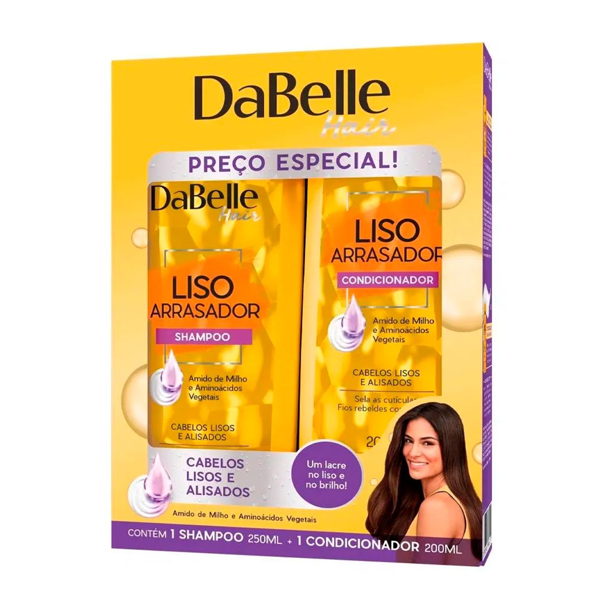 Kit DaBelle Hair Liso Arrasador Shampoo 250ml e Condicionador 175ml ...