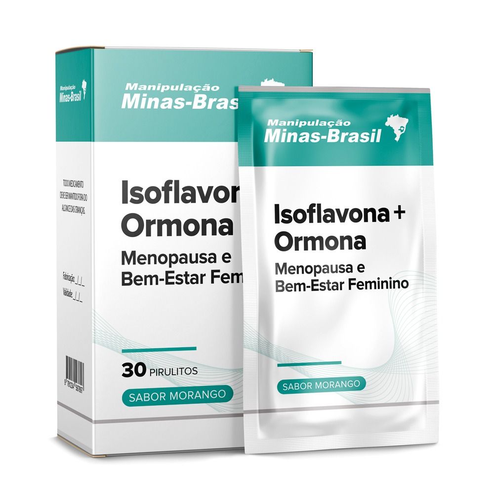 Isoflavona + Ormona Menopausa e Bem-Estar Feminino 30 Pirulitos Morango ...