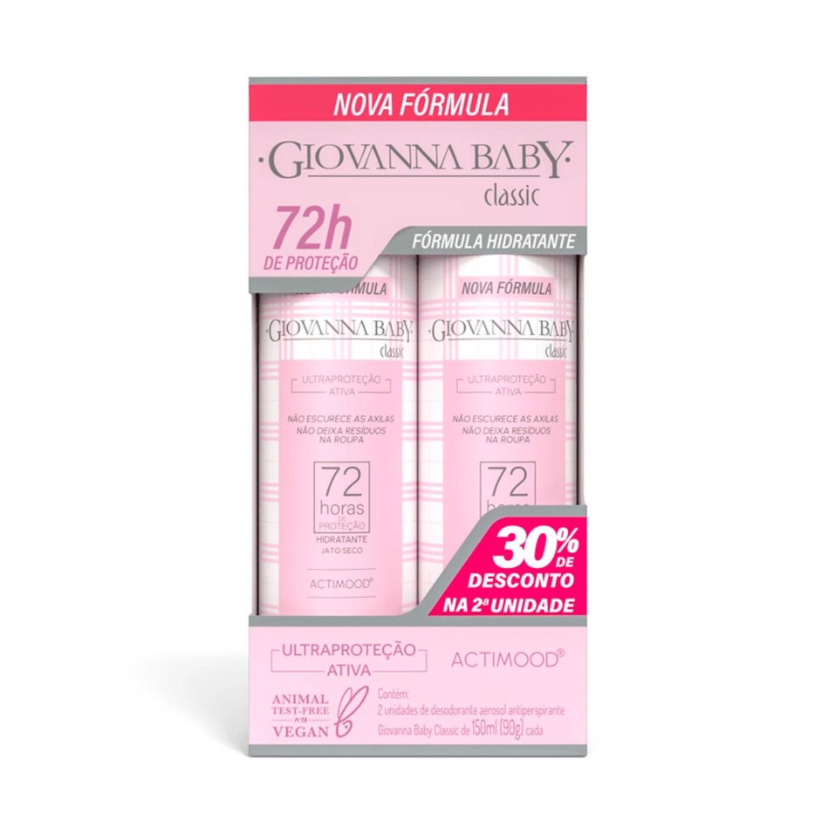 Kit Desodorante Aerosol Antiperspirante Giovanna Baby Classic 72h 2 Unidades De 150ml Cada