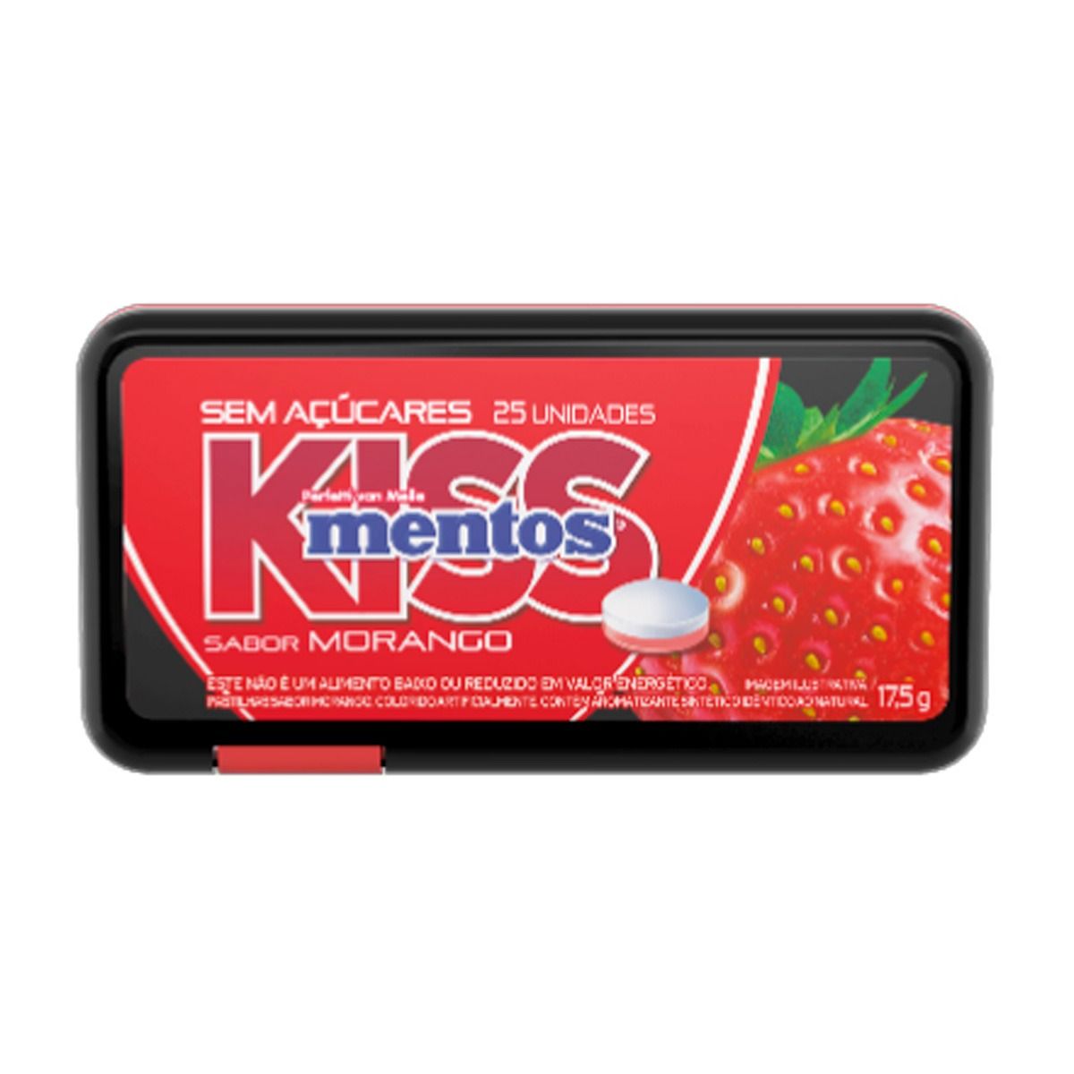 Pastilhas Mentos Kiss Morango Sem Açúcares Dispenser 17,5g
