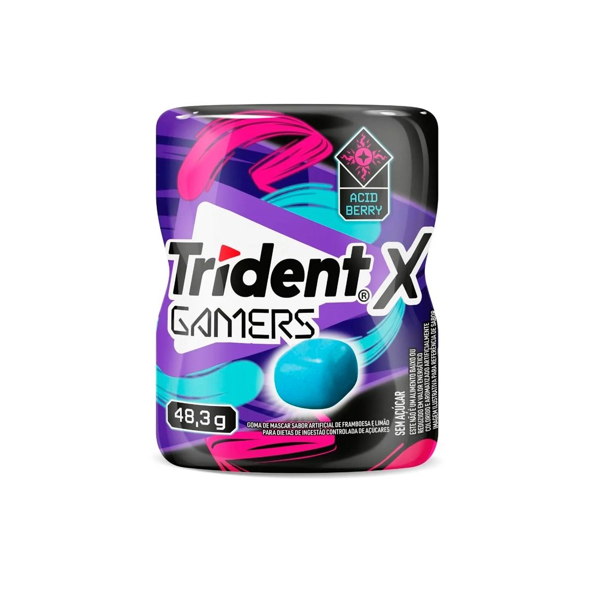 Goma De Mascar Trident X Gamers Acid Berry 48,3g - Drogaria Minas