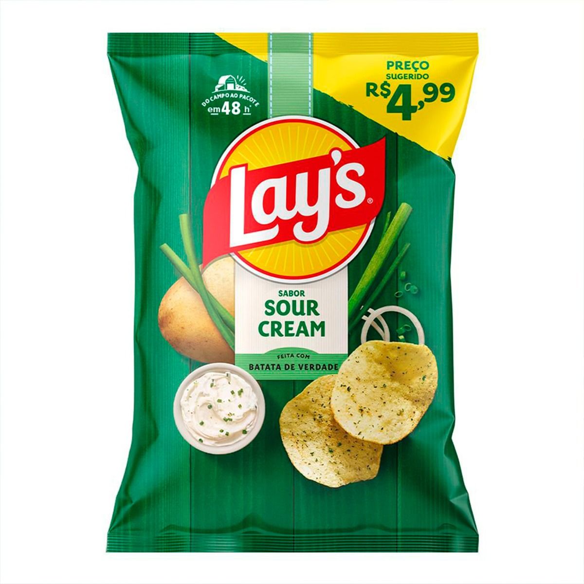 PLACEBO layz potato 5’7 30.8 cl Batata Frita Lisa Lays Sour Cream 30g - Drogaria Minas-Brasil
