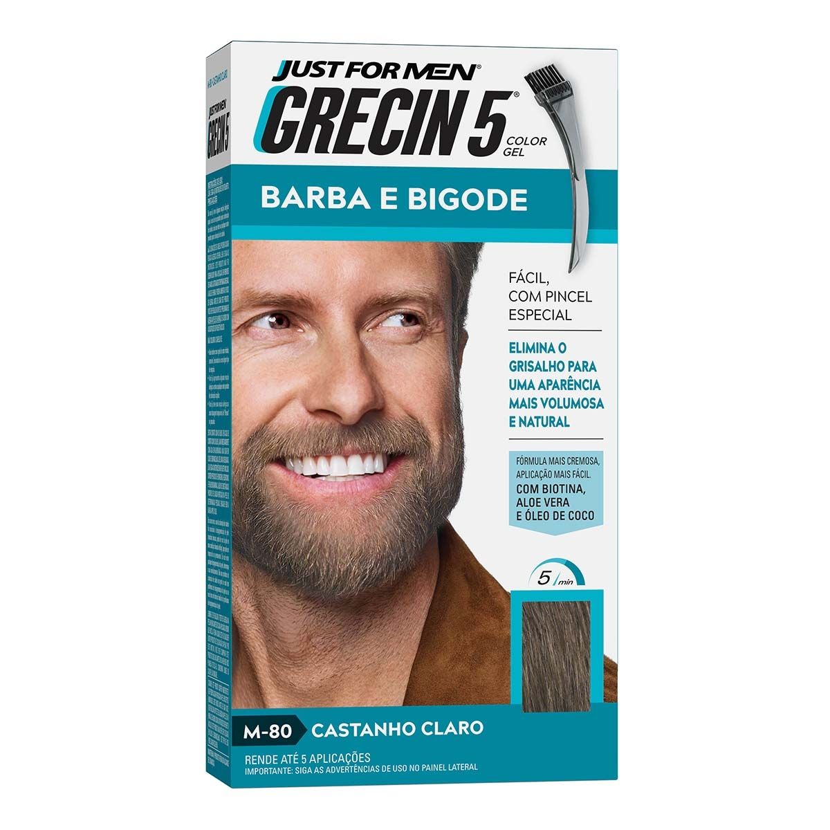 Grecin Just For Men Color Gel Tonalizante Gel Barba e Bigode Cor Castanho Claro