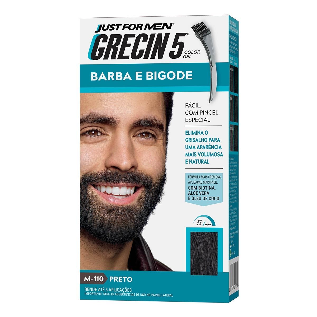 Grecin Just For Men Color Gel Tonalizante Gel Barba e Bigode Cor Preto