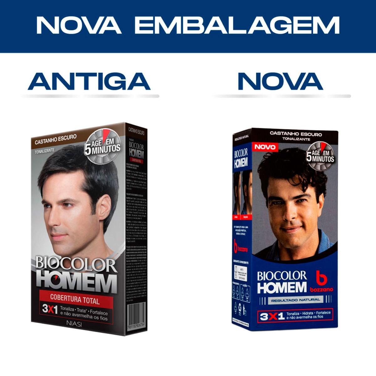 Biocolor Homem Tonalizante de Cabelo Masculino Bozzano Castanho Escuro
