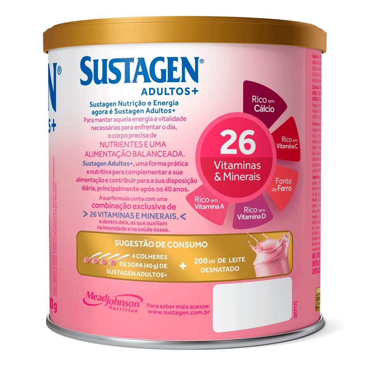 Complemento Alimentar Sustagen Adultos+ Sabor Morango 400g