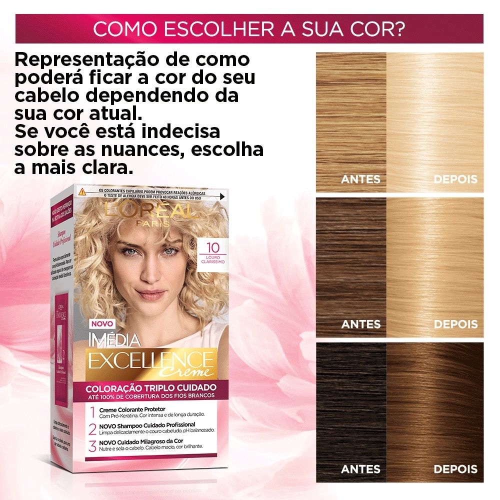 Coloração Imédia Excellence Creme 10 Louro Claríssimo