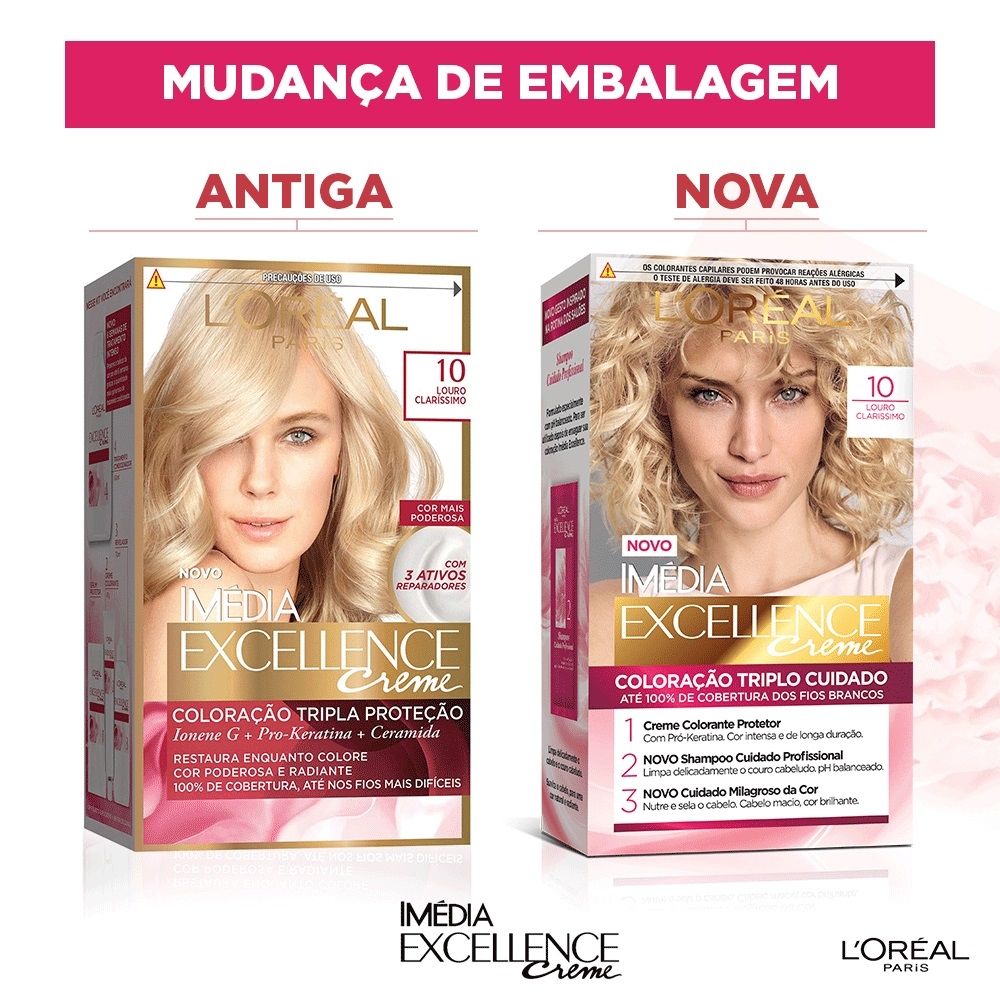 Coloração Imédia Excellence Creme 10 Louro Claríssimo