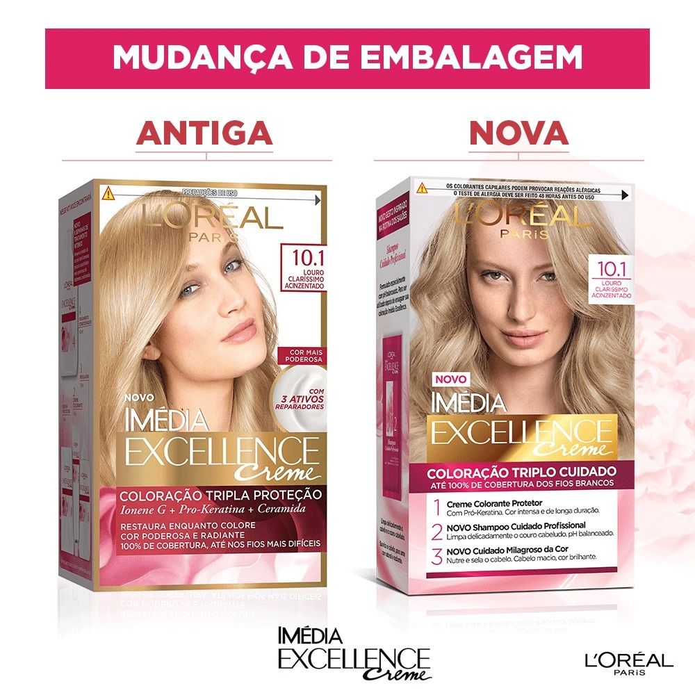 Coloração Imédia Excellence Creme 10.1 Louro Claríssimo Acinzentado