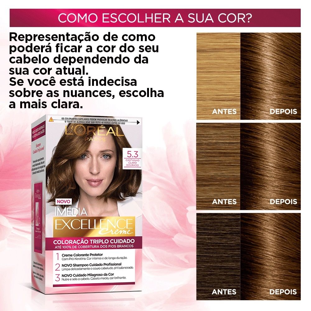 Coloração Imédia Excellence Creme 5.3 Castanho Claro Dourado