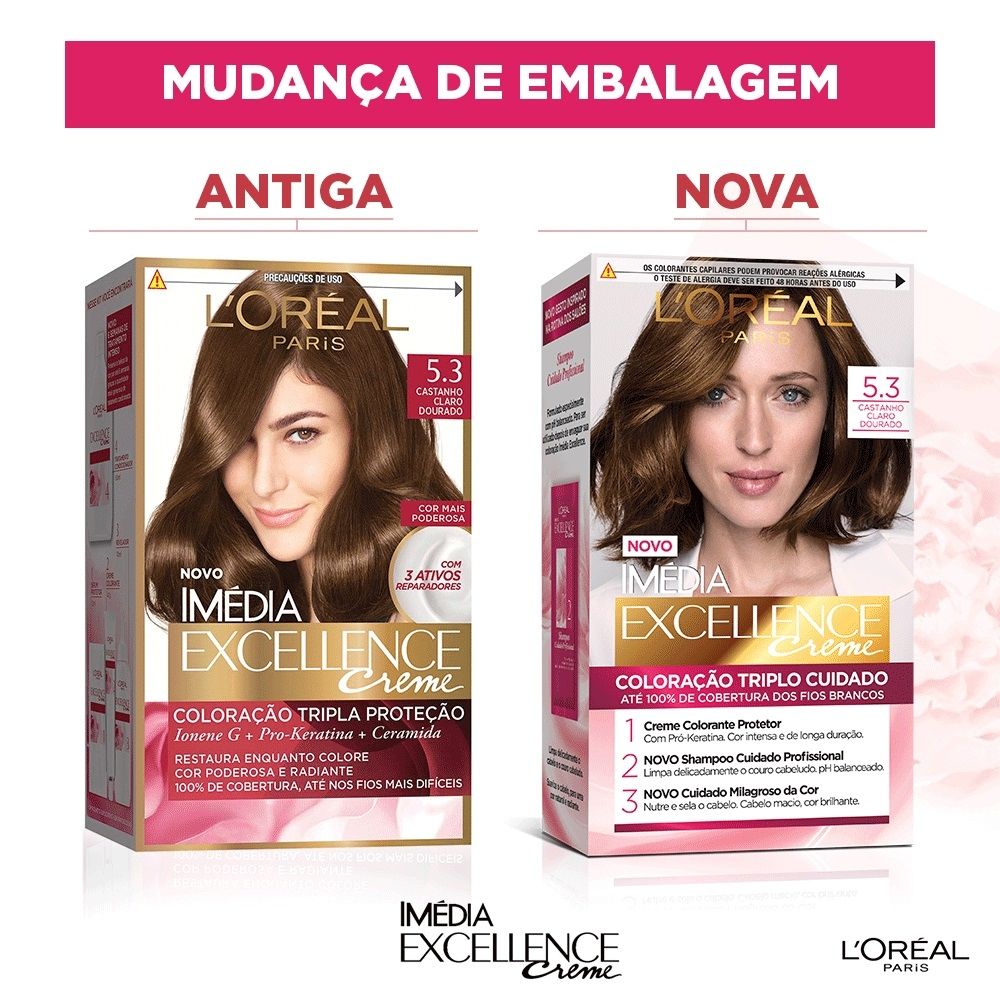 Coloração Imédia Excellence Creme 5.3 Castanho Claro Dourado