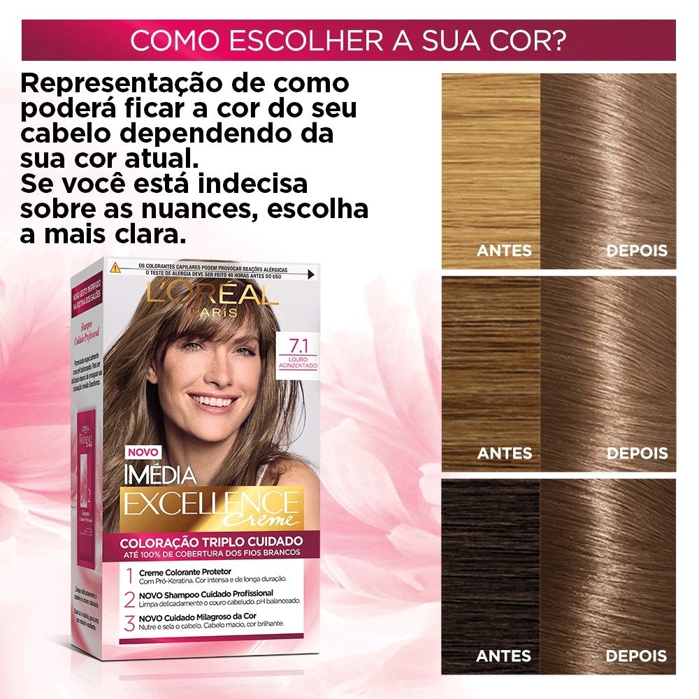 Coloração Imédia Excellence Creme 7.1 Louro Acinzentado