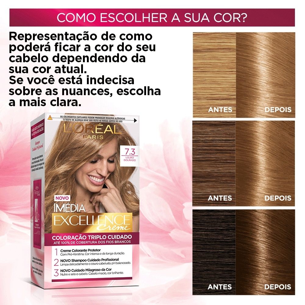 Coloração Imédia Excellence Creme 7.3 Louro Dourado