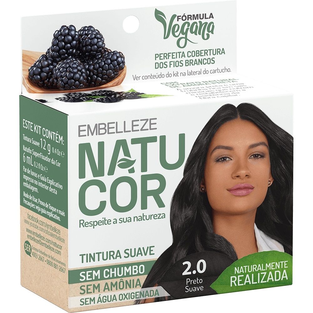Tintura Natucor 2.0 Preto Suave (Extrato de Amora Preta)