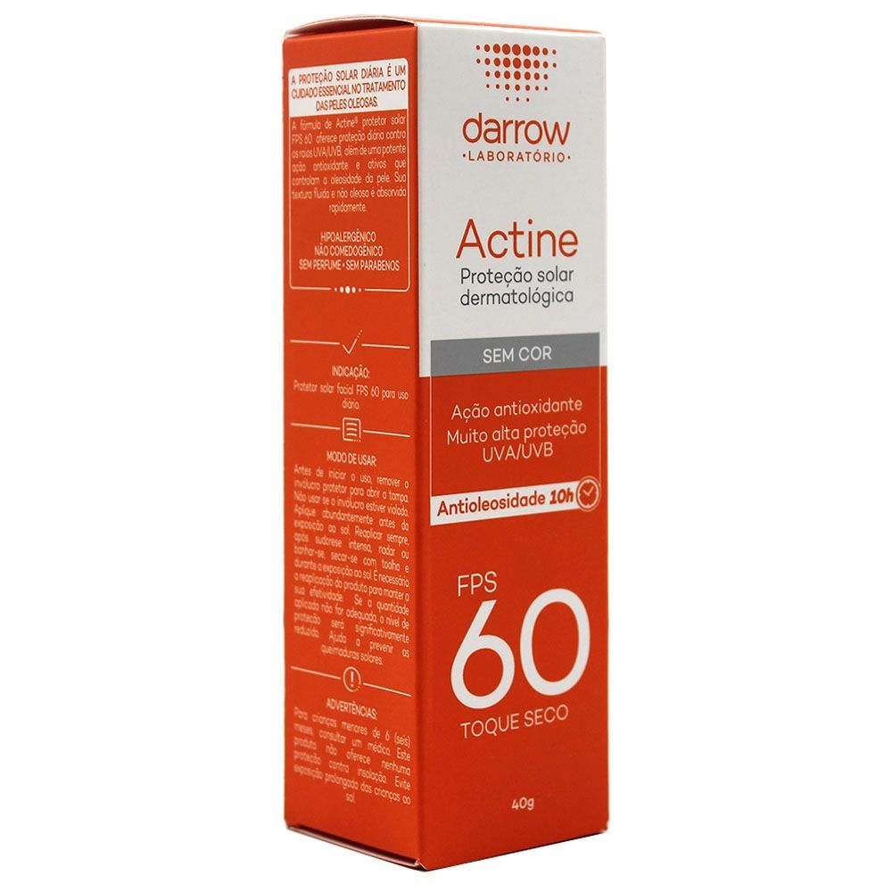 Protetor Solar Actine Sem Cor Fps 60 40g