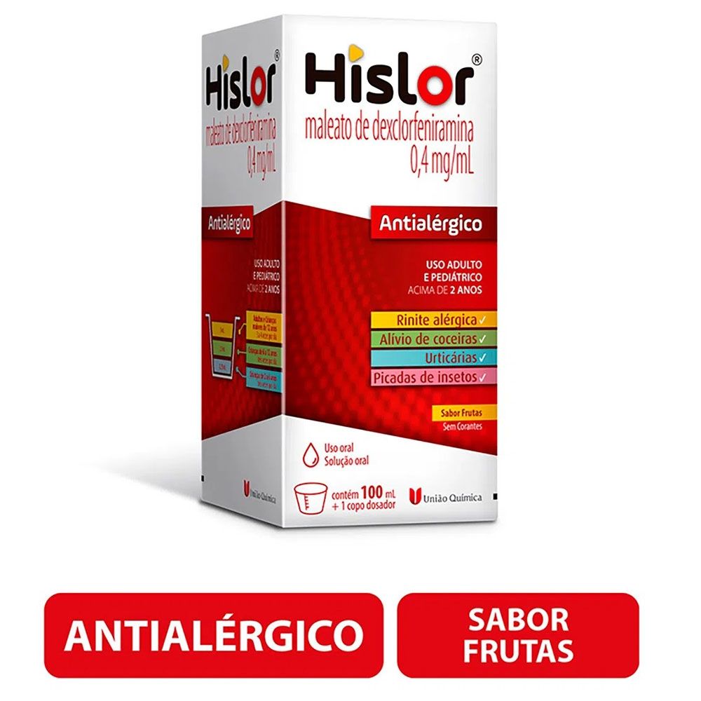 Hislor 0,4mg Solução Oral Sabor Frutas 100ml União Química