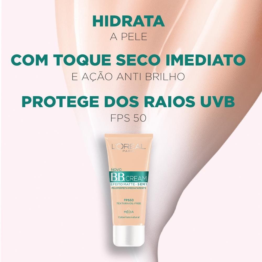 BB Cream Efeito Matte 5 em 1 FPS50 Cor Média 30ml L'Oréal Paris