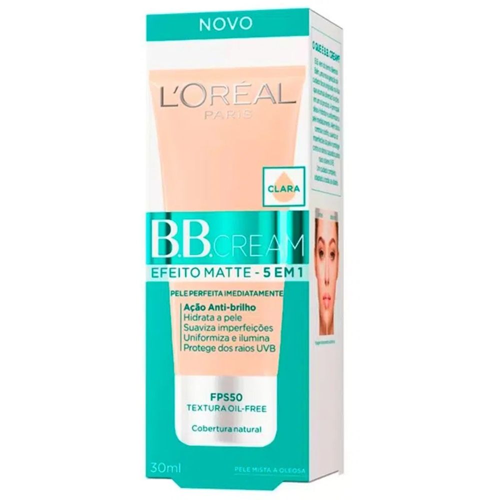 BB Cream Efeito Matte 5 em 1 FPS50 Cor Clara 30ml L'Oréal Paris