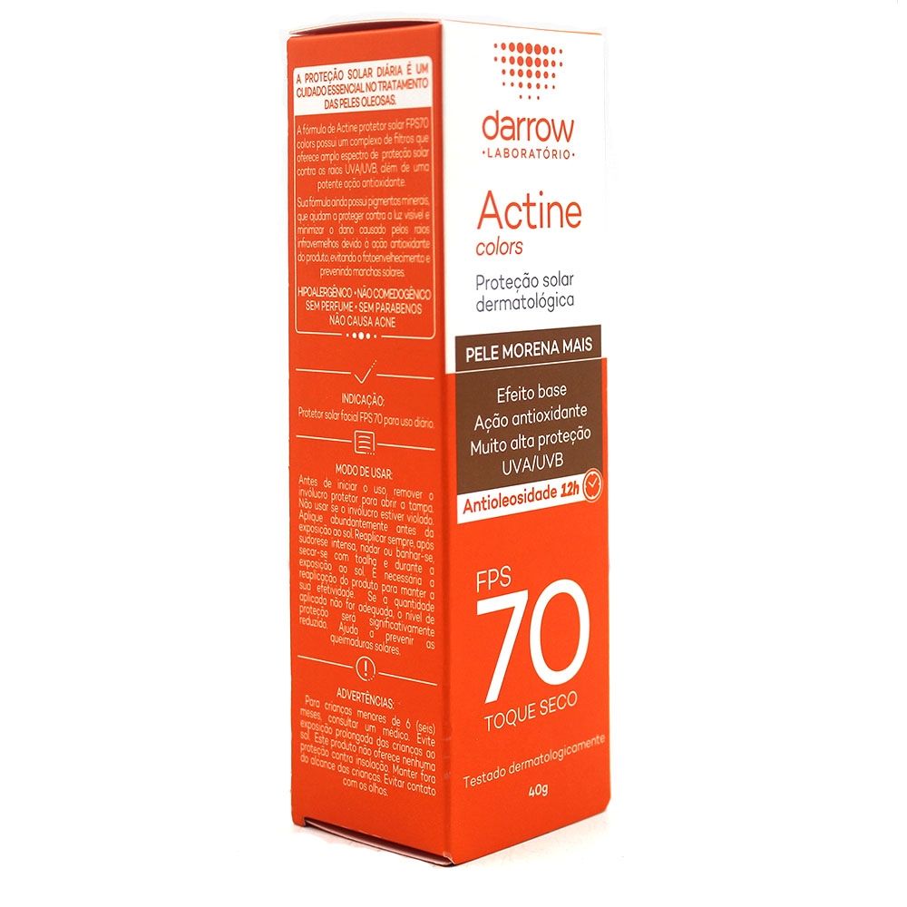 Protetor Solar Actine Colors Pele Morena Mais Fps 70 40g