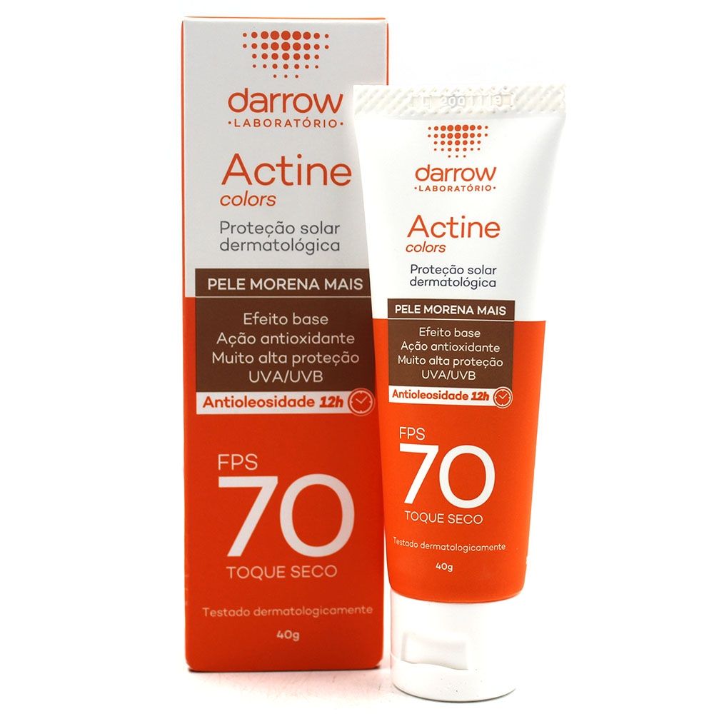 Protetor Solar Actine Colors Pele Morena Mais Fps 70 40g