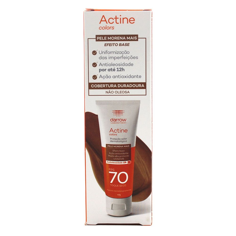 Protetor Solar Actine Colors Pele Morena Mais Fps 70 40g