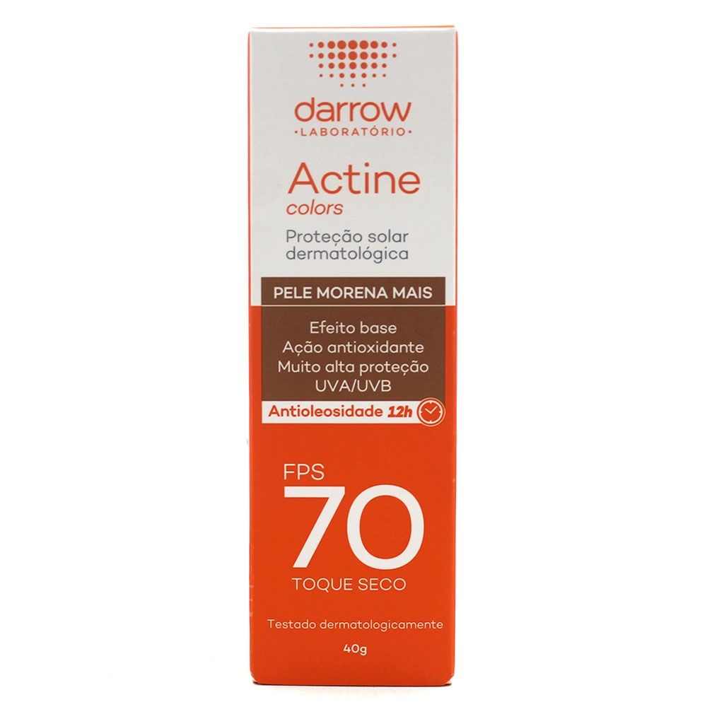 Protetor Solar Actine Colors Pele Morena Mais Fps 70 40g