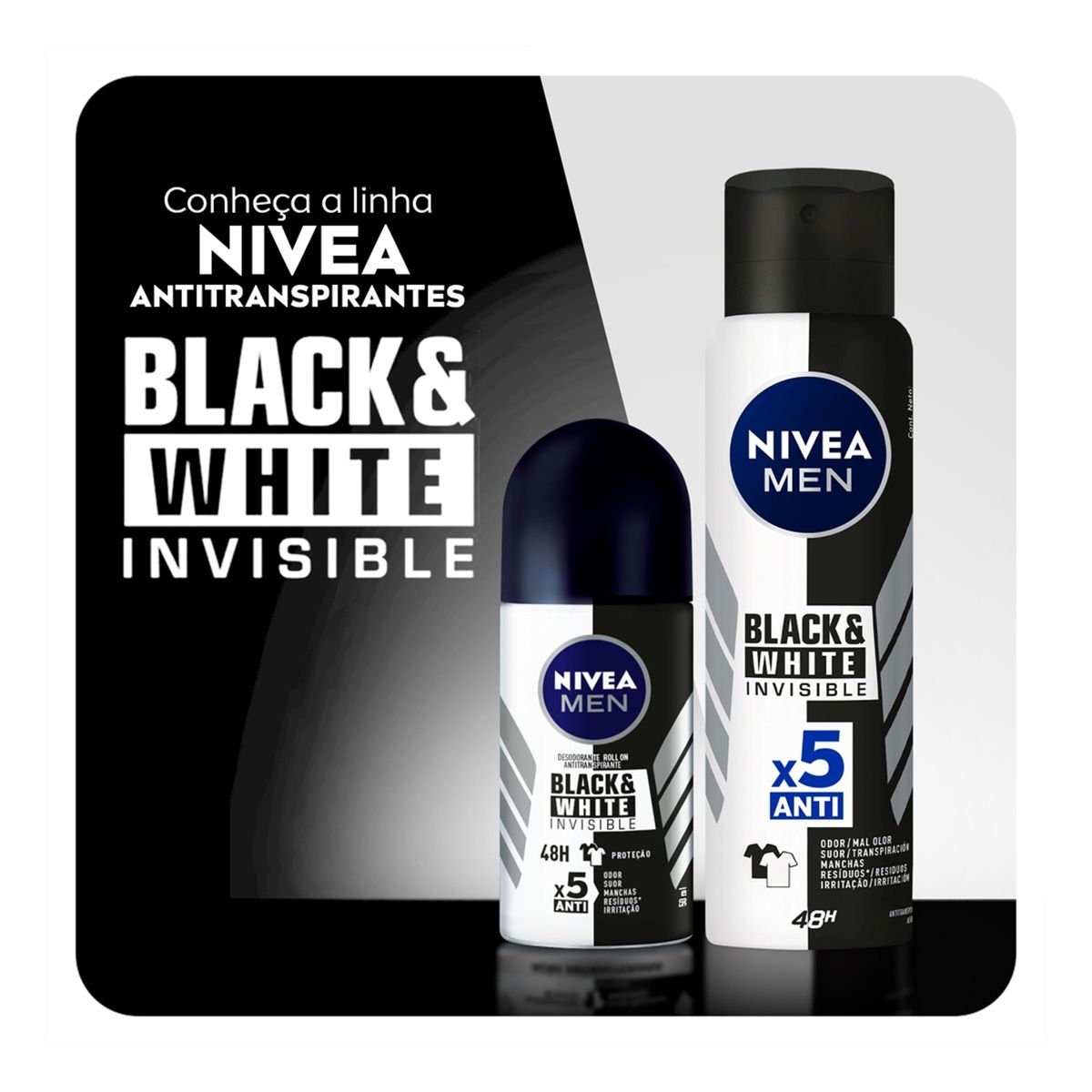 Desodorante Aerosol Nivea For Men Invisible for Black e White 150ml