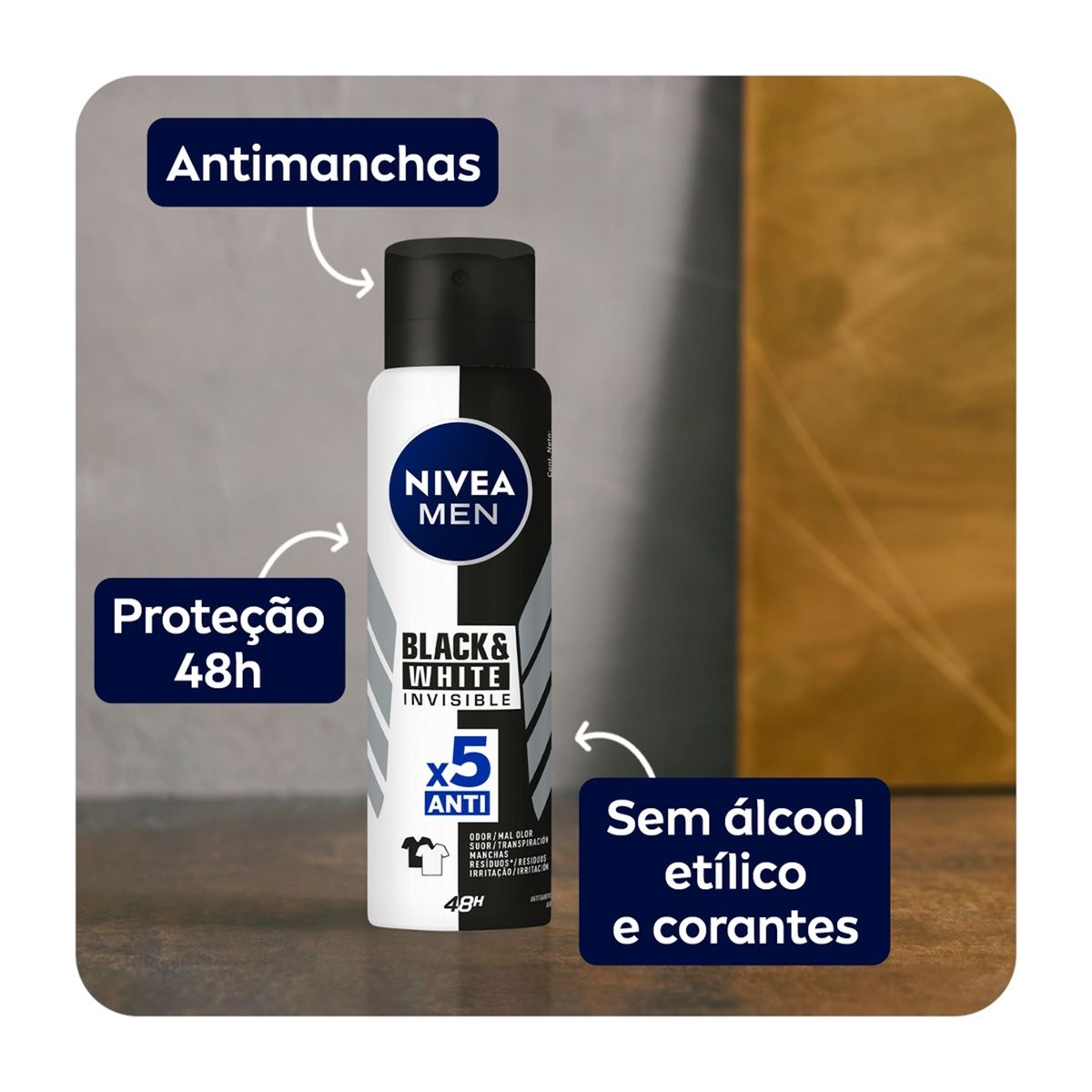 Desodorante Aerosol Nivea For Men Invisible for Black e White 150ml