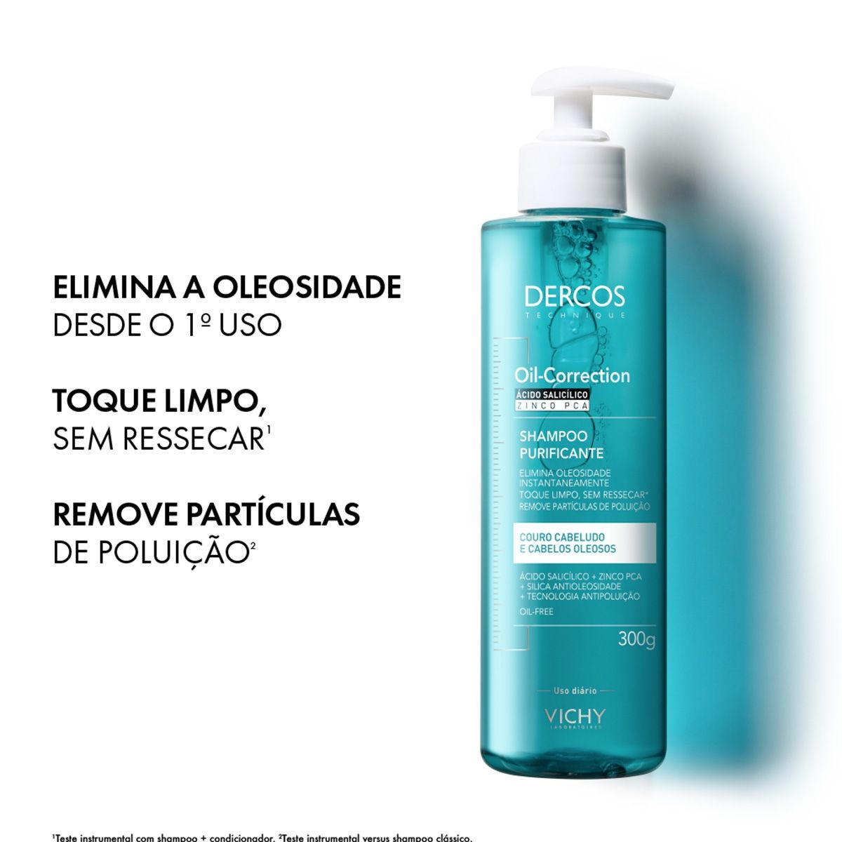 Shampoo Dercos Purificante Oil-Correction Com Ácido Salicílico e Zinco PCA 300g Vichy