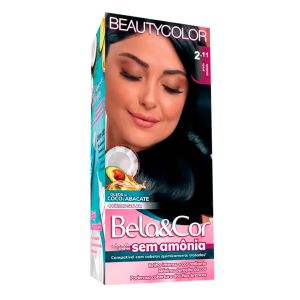 Tintura Kit Bela e Cor Coloração Creme 2.11 Preto Azulado Beauty Color