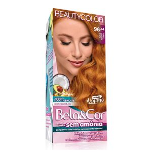 Tintura Kit Bela e Cor Coloração Creme 96.44 Ruivo Natural Claro Beauty Color