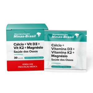 Cálcio + Vit D3 K2 + Magnésio Saúde dos Ossos 30 Sachês Frutas Vermelhas