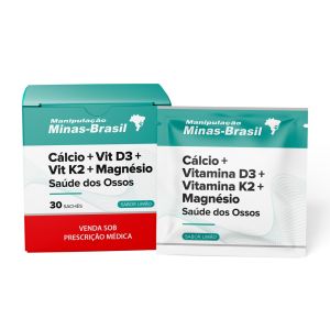 Cálcio + Vit D3 K2 + Magnésio Saúde dos Ossos 30 Sachês Limão