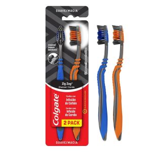 Escova Dental Macia Zig Zag Carvão Com 2 Unidades Colgate
