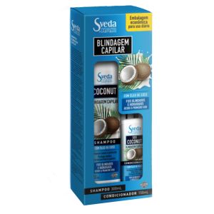 Kit Shampoo 300ml e Condicionador 150ml Blindagem Capilar Com Óleo De Coco Sveda