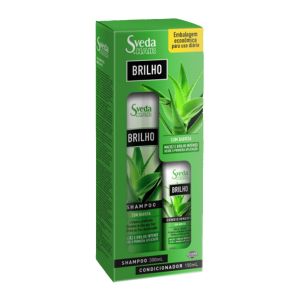 Kit Shampoo 300ml e Condicionador 150ml  Brilho Com Babosa  Sveda