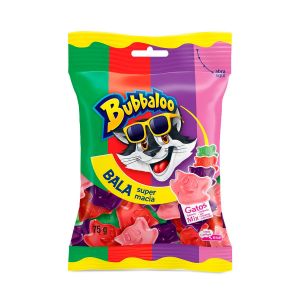 Bala Gelatina Bubbaloo Gatos Sortidas Sabor Melancia, Uva, Morango e Tutti-Frutti 75G