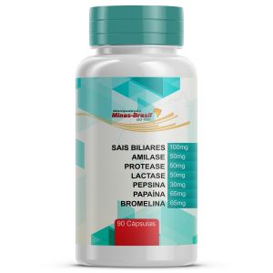 Sais Biliares Com Enzima Digestivas – 90 Cápsulas
