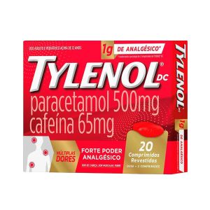 Tylenol DC Múltiplas Dores Paracetamol 500mg e Cafeína 65mg Com 20 Comprimidos