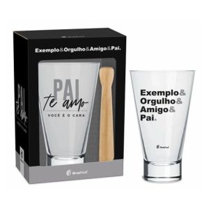 Kit Caipirinha Copo Long Pai Amigo 400Ml Brasfoot