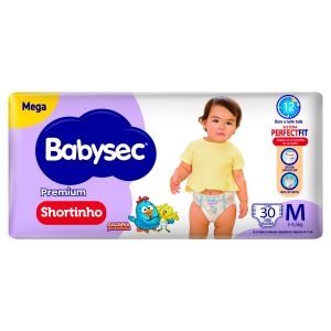 Fralda Babysec Shortinho Tamanho Mega M Com 30 Unidades