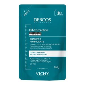 Shampoo Dercos Purificante Oil-Correction Com Ácido Salicílico e Zinco Pca Refil Com 200G Vichy