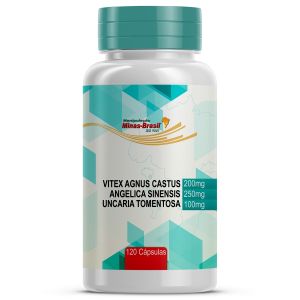 Vitex Agnus Castus + Angelica Sinensis + Uncaria Tomentosa para Dismenorréia Primária 120 Cápsulas