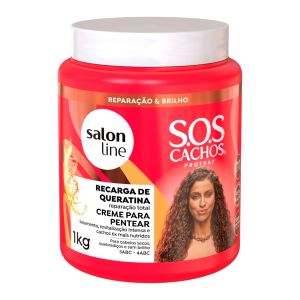 SOS Cachos Recarga de Queratina Reparação Total Creme para Pentear Com 1kg Salon Line