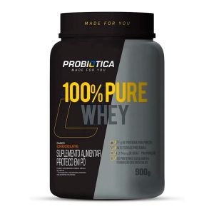 100% Pure Whey Sabor Chocolate Com 900g Probiótica