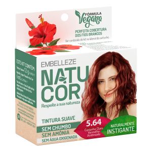 Tintura Natucor 5.64 Castanho Claro Vermelho Acobreado (Extrato de Hibisco)