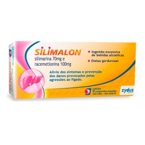 Silimalon Silimarina 70mg Com Racemetionina 100mg Com 10 Comprimidos Revestidos Zydus
